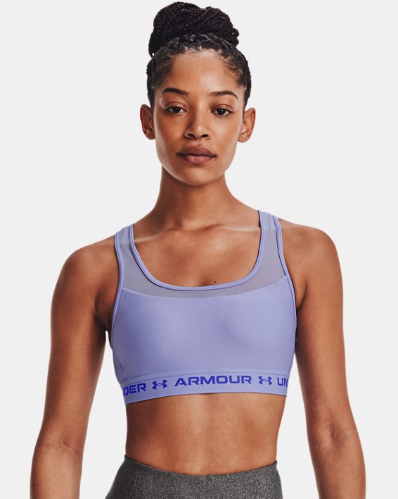Women's Armour® Mid Crossback MF Sports Bra, Purple, pdpMainDesktop image number 0